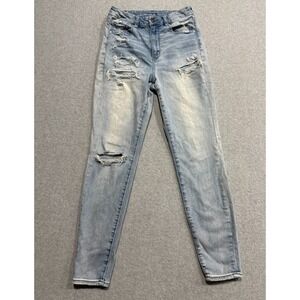 American Eagle Jeans Womens 8 Lt. Blue Denim Curvy Super High Rise Jegging